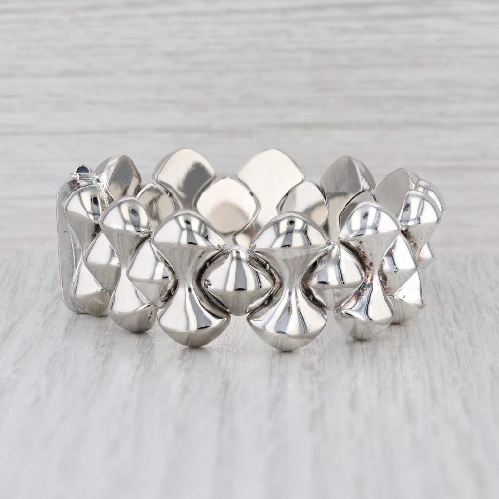 Milor Italy Barbell Bead Link Bracelet Sterling Silver 8" 20.9mm Statement