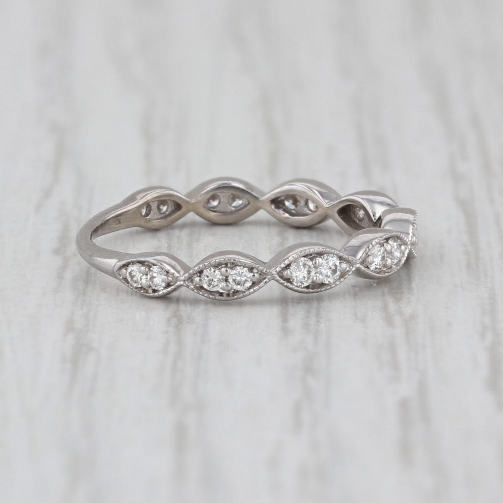 0.26ctw Diamond Stackable Wedding Band 10k White Gold Ring Size 6.75 Anniversary