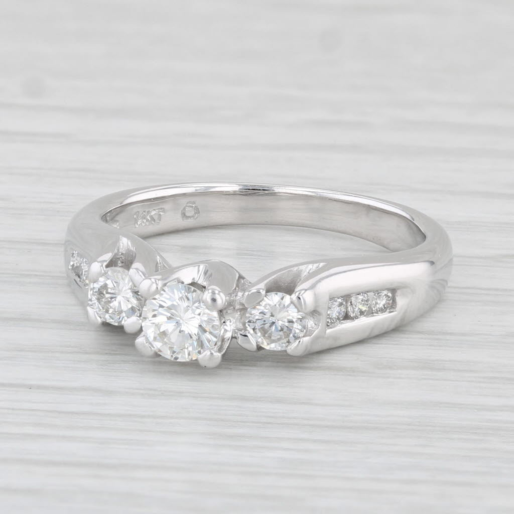 Light Gray 0.61ctw Round 3-Stone Diamond Engagement Ring 14k White Gold Size 7.25