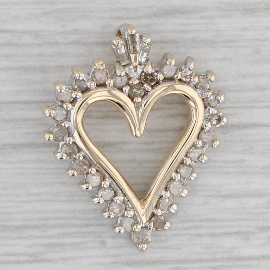 Diamond Haloed Open Heart popular Pendant 10k Yellow Gold