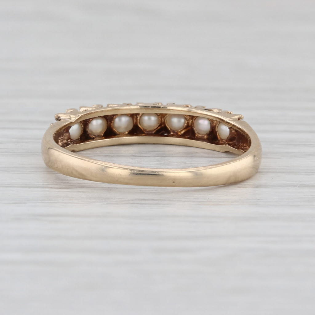 Vintage Cultured Pearl Ring 10k Gold Size 8.75 Stackable Bridal Anniversary