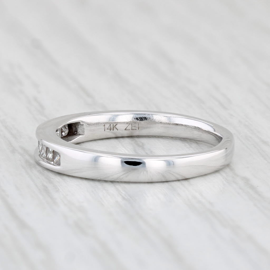 Light Gray 0.15ctw Diamond Wedding Band 14k White Gold Size 6 Stackable Ring