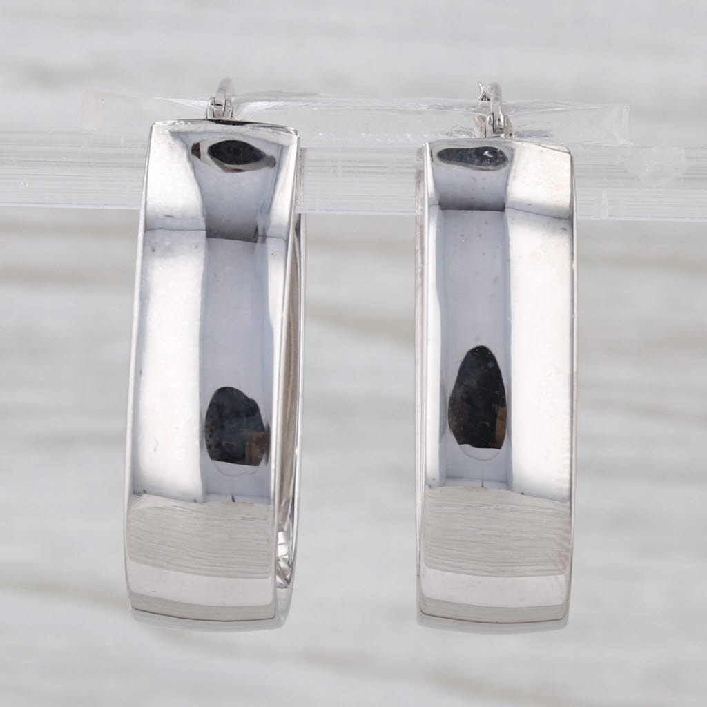Oval Hoop Earrings 14k White Gold Snap Top Post Hoops