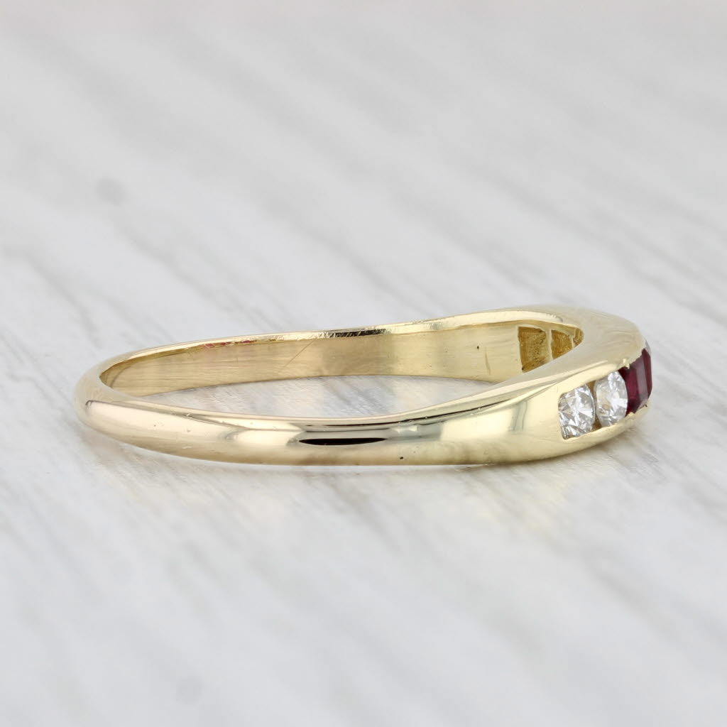 Light Gray 0.46ctw Ruby Diamond Ring 18k Yellow Gold Stackable Wedding Band Size 8.5