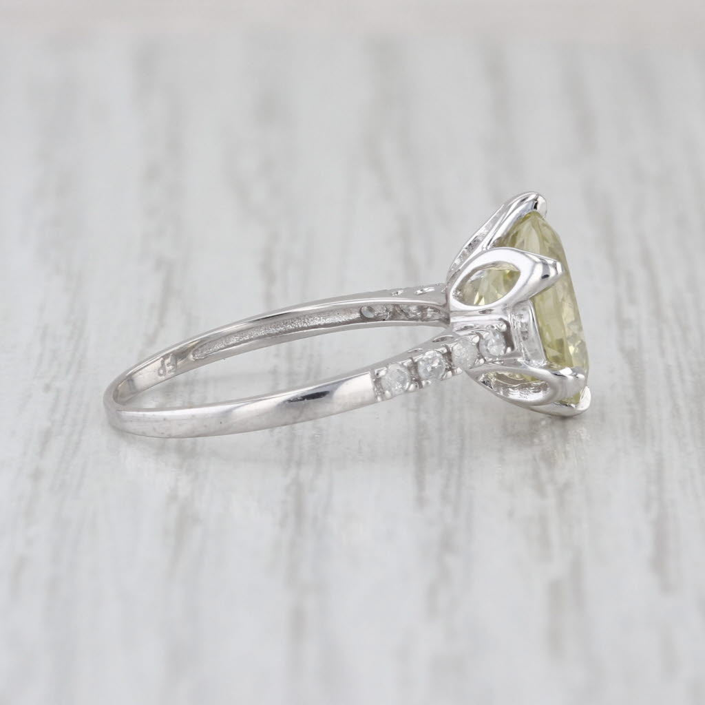 3.11ctw Yellow Citrine Diamond Solitaire Ring 10k White Gold Size 7.25