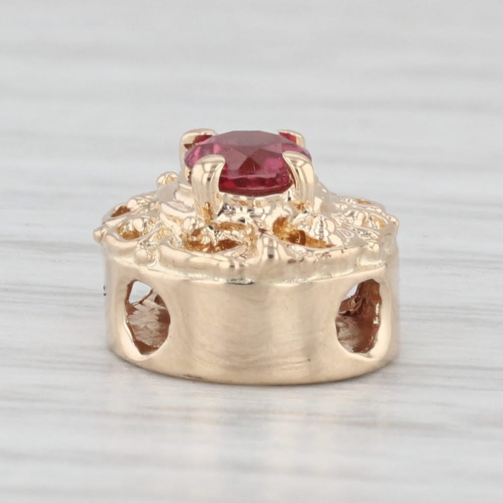 Light Gray 0.28ctw Rubellite Solitaire Slide Bracelet Charm 14k Yellow Gold Richard Glatter