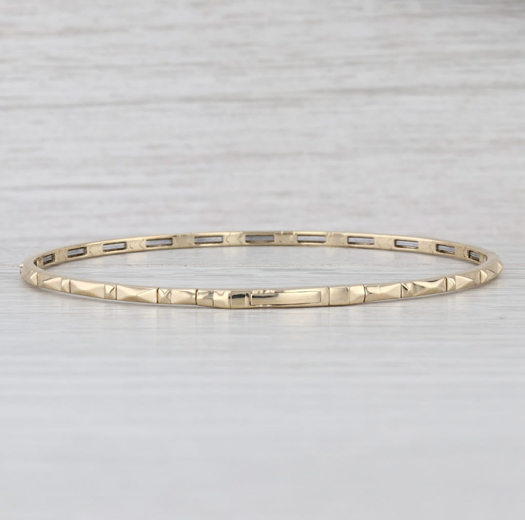 New 0.16ctw Diamond Flexible Bangle Bracelet 14k Yellow Gold 6.75"