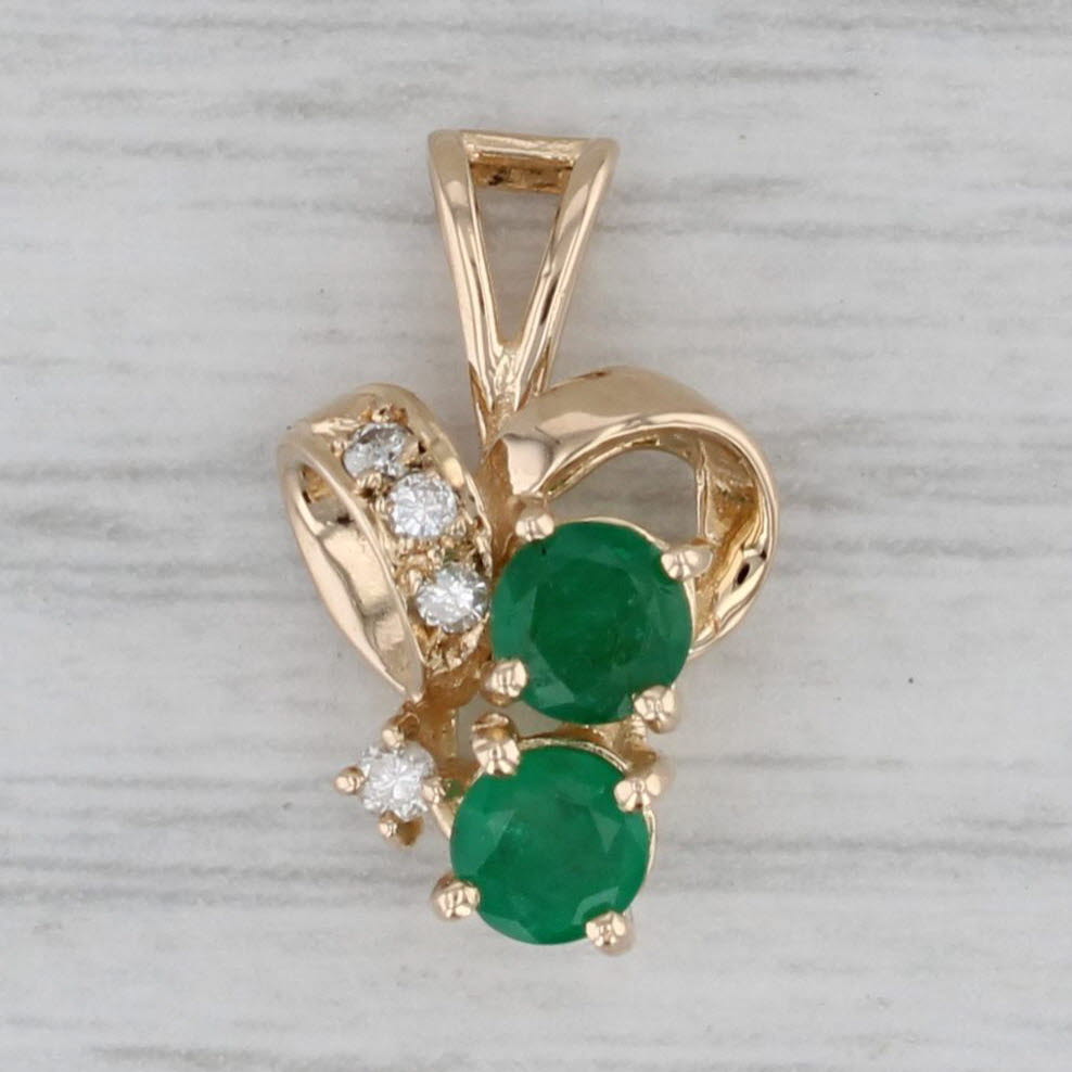 14k yellow gold emerald cheapest diamond pendant