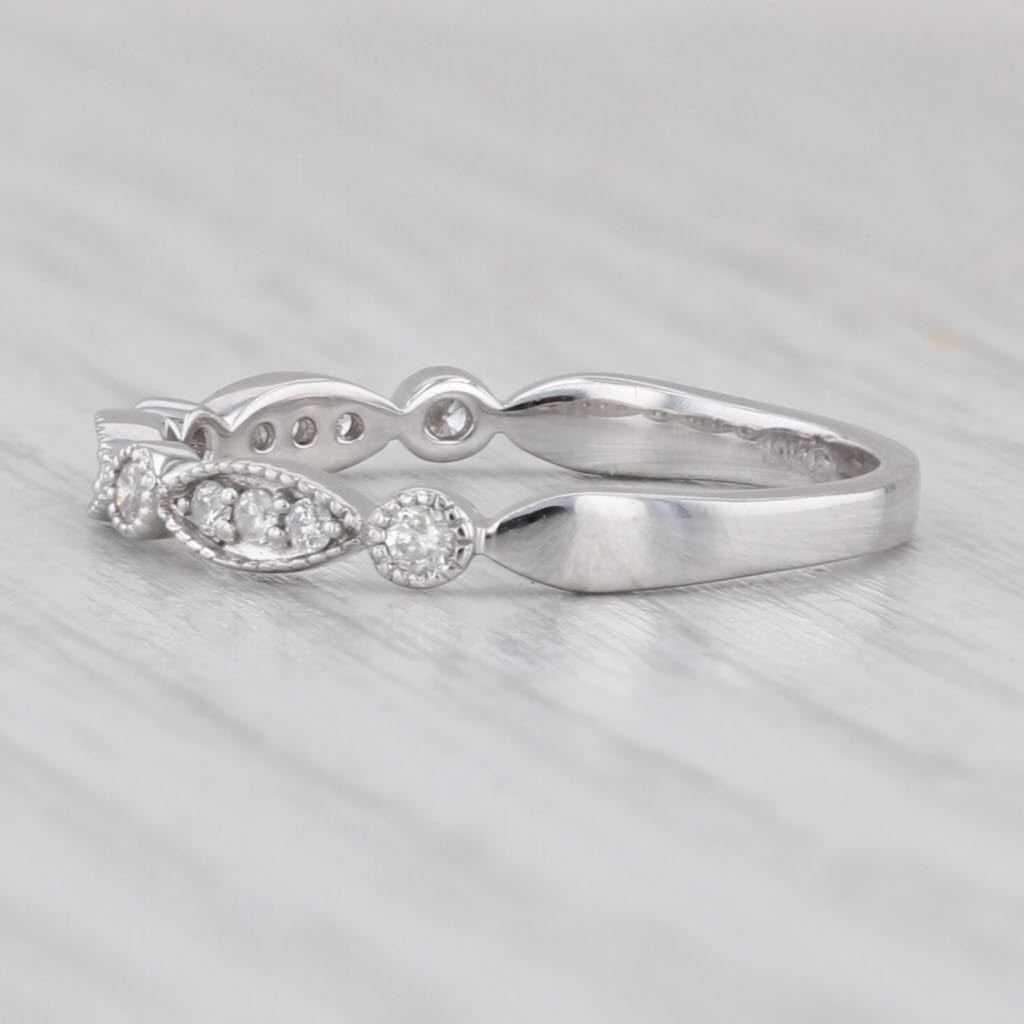 Light Gray 0.13ctw Diamond Stackable Ring 10k White Gold Wedding Band Size 7