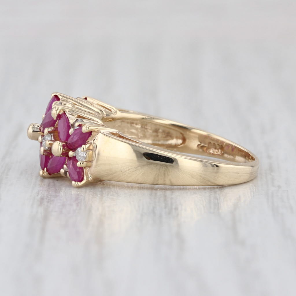 1.68ctw Ruby Flower Ring 14k Yellow Gold Size 7.25 Cluster