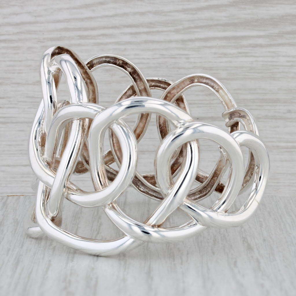 Gray Angela Cummings Knot Work Cuff Bracelet Sterling Silver Statement 6.75" 45.4mm