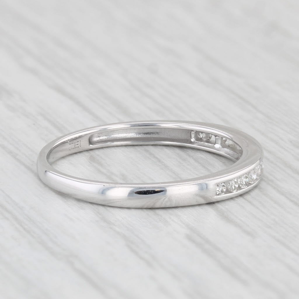 Light Gray 0.15ctw Diamond Wedding Band 10k White Gold Size 6.75 Stackable Ring