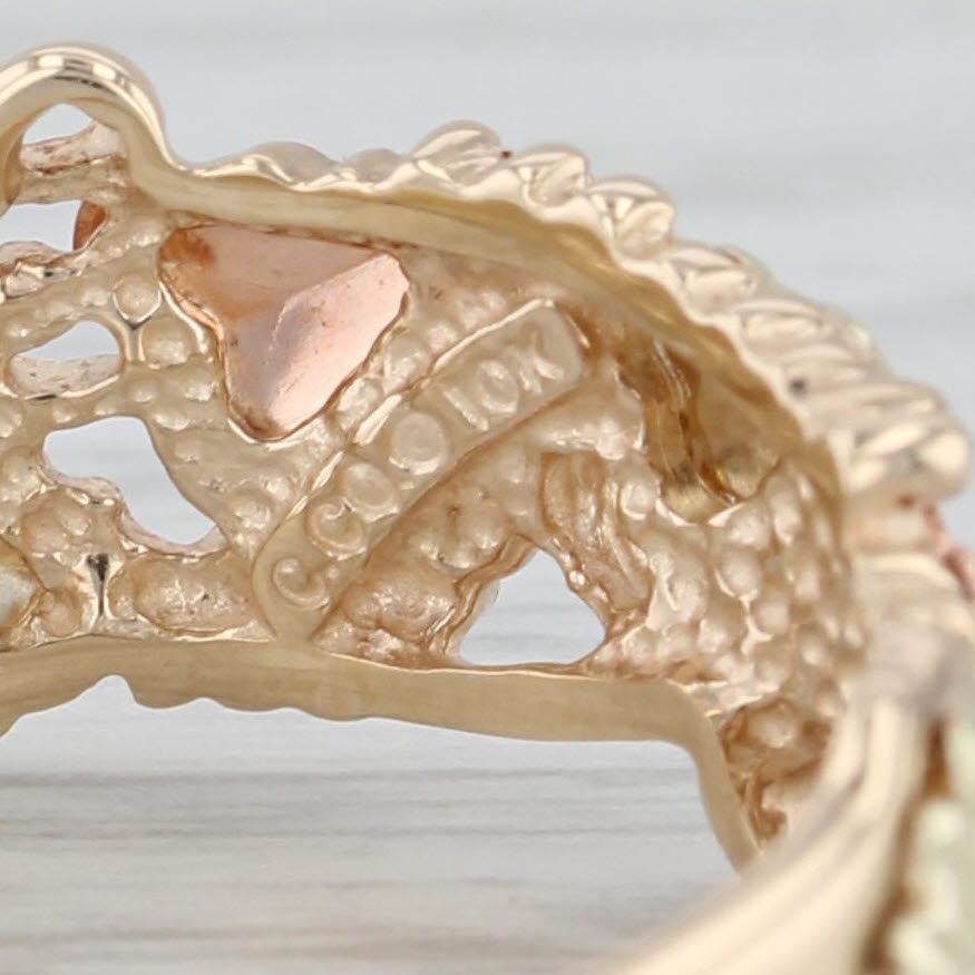 Gray Coleman Co Black Hills Gold Floral Leaf Ring 10k Rose Green Yellow Gold Sz 9.25