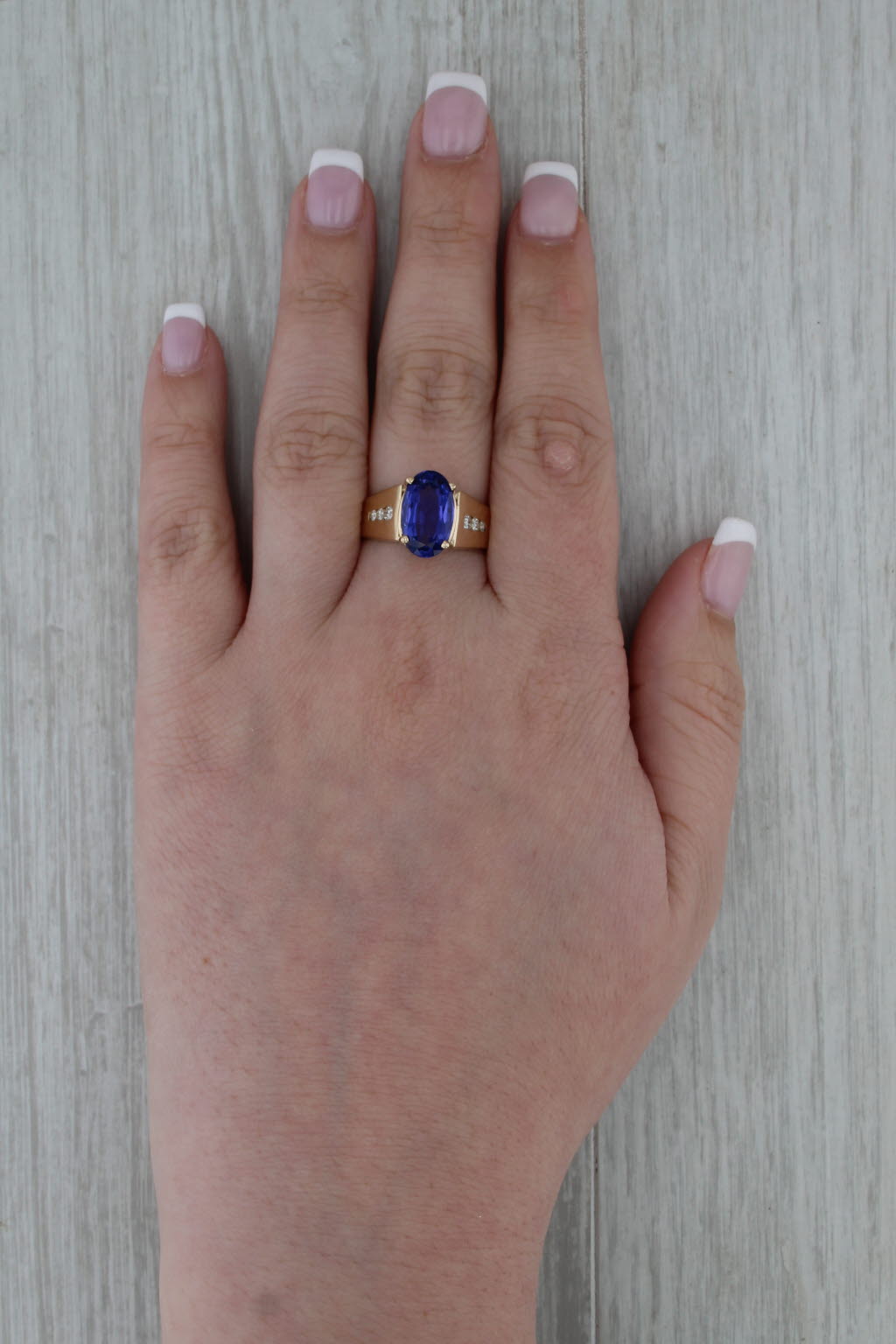 5.01ctw Oval Tanzanite Diamond Ring 14k Yellow Gold Size 8-8.25