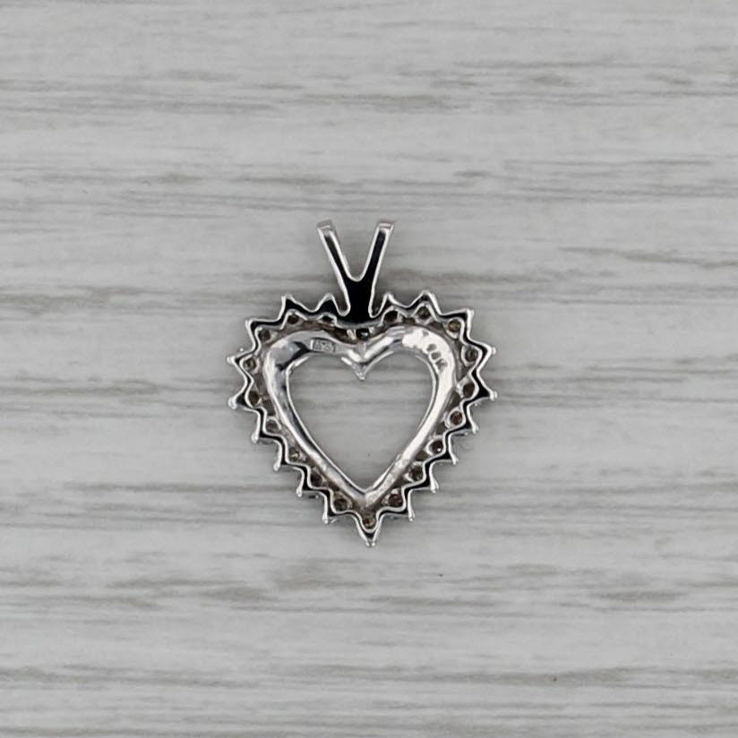 0.46ctw Diamond Open Heart Pendant 14k White Gold Small Drop