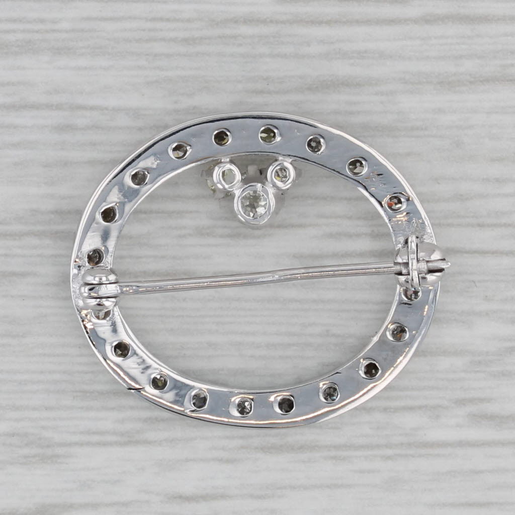 Gray 0.47ctw Diamond Open Oval Brooch 12k White Gold Pin