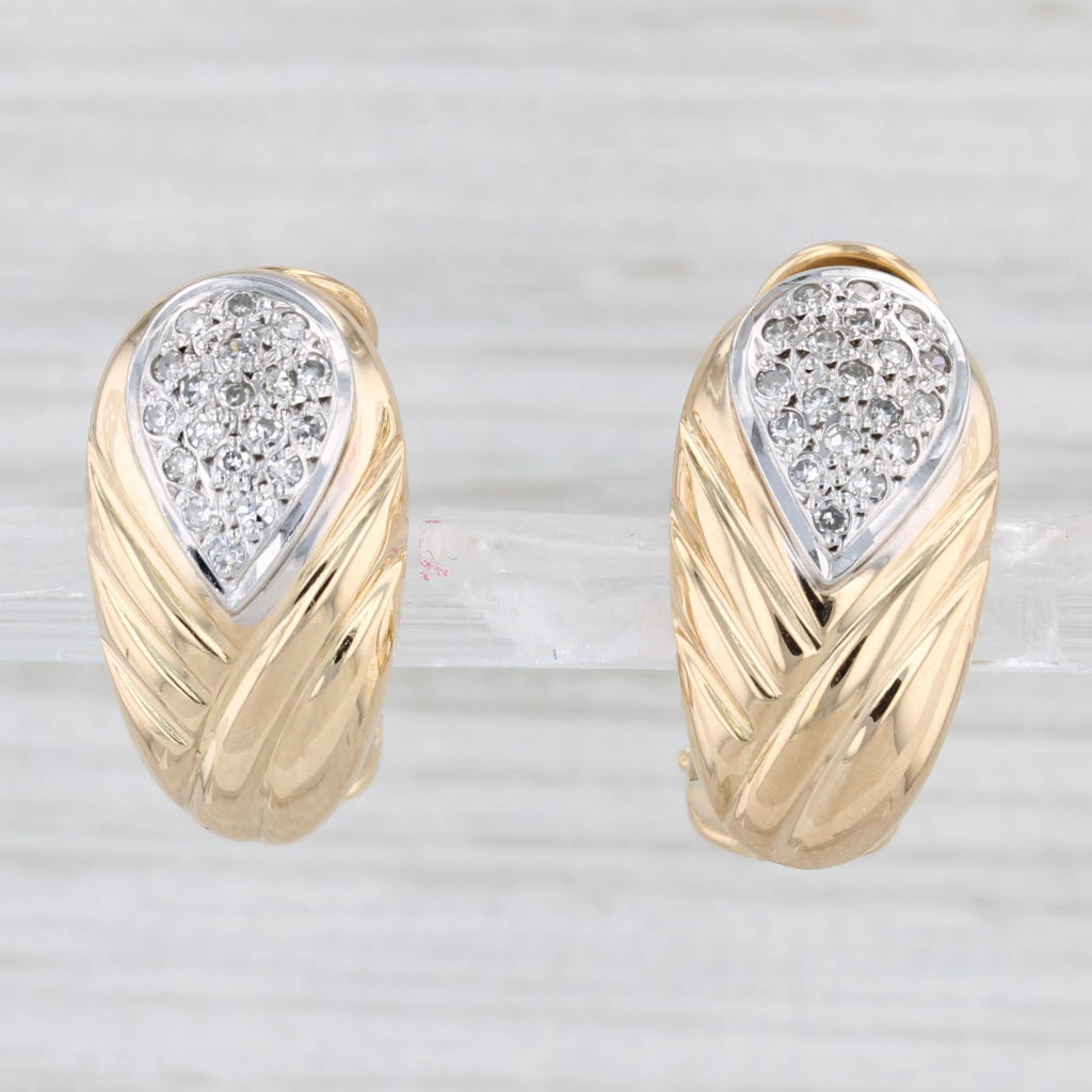 Light Gray 0.30ctw Diamond Cluster Drop Earrings 18k Yellow Gold Omega Backs