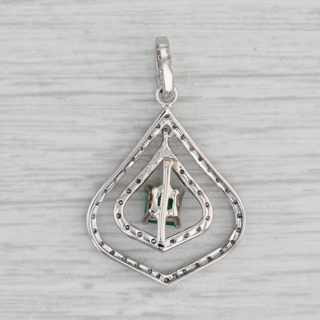 Gray 0.49ctw Emerald Diamond Teardrop Pendant 14k White Gold