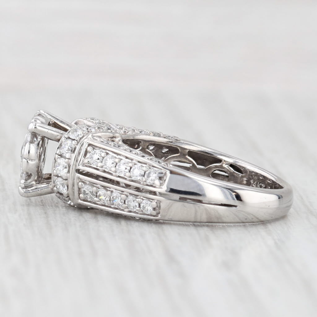Light Gray 1.14ctw Diamond Cluster Engagement Ring 14k White Gold Size 7 Cathedral