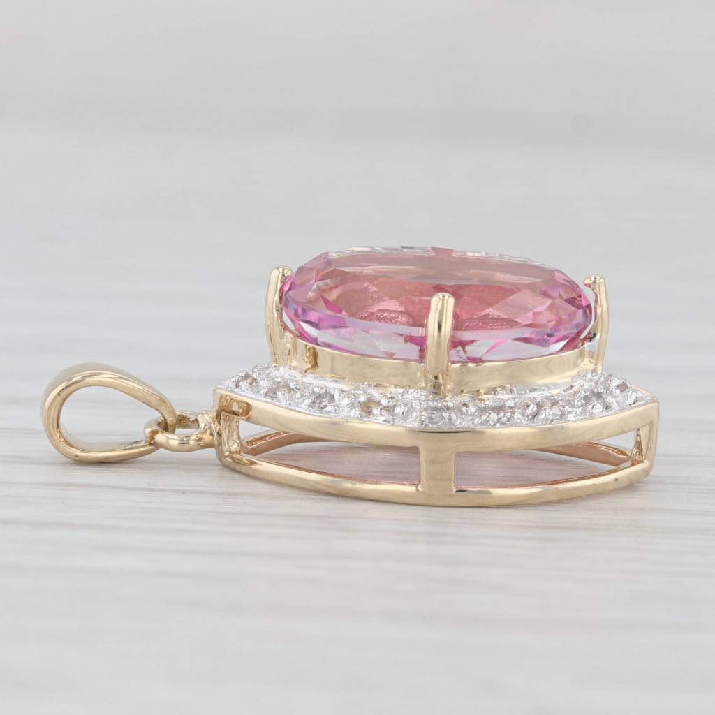 Light Gray 7.59ctw Oval Pink Mystic Topaz 14k Yellow Gold White Topaz Accents