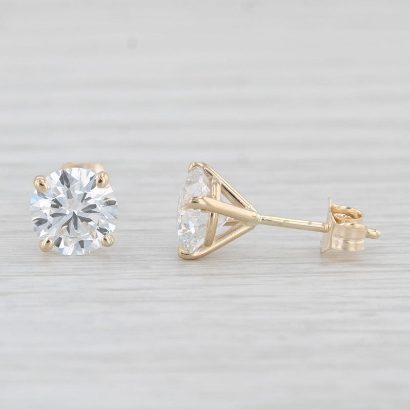 New 2.05ctw Lab Created Diamond Stud Earrings 14k Yellow Gold Round Solitaires