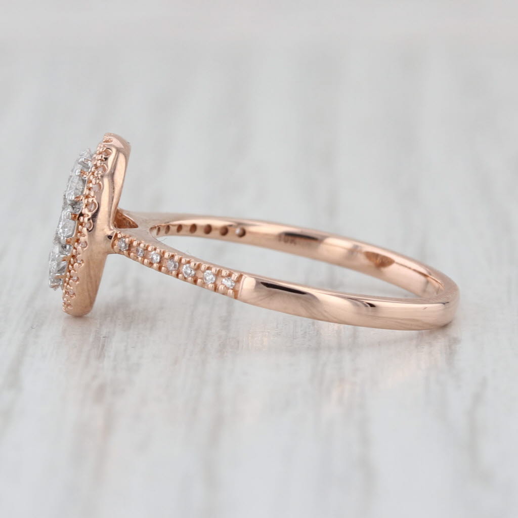 0.41ctw Diamond Halo Engagement Ring 10k Rose Gold Size 7 Oval