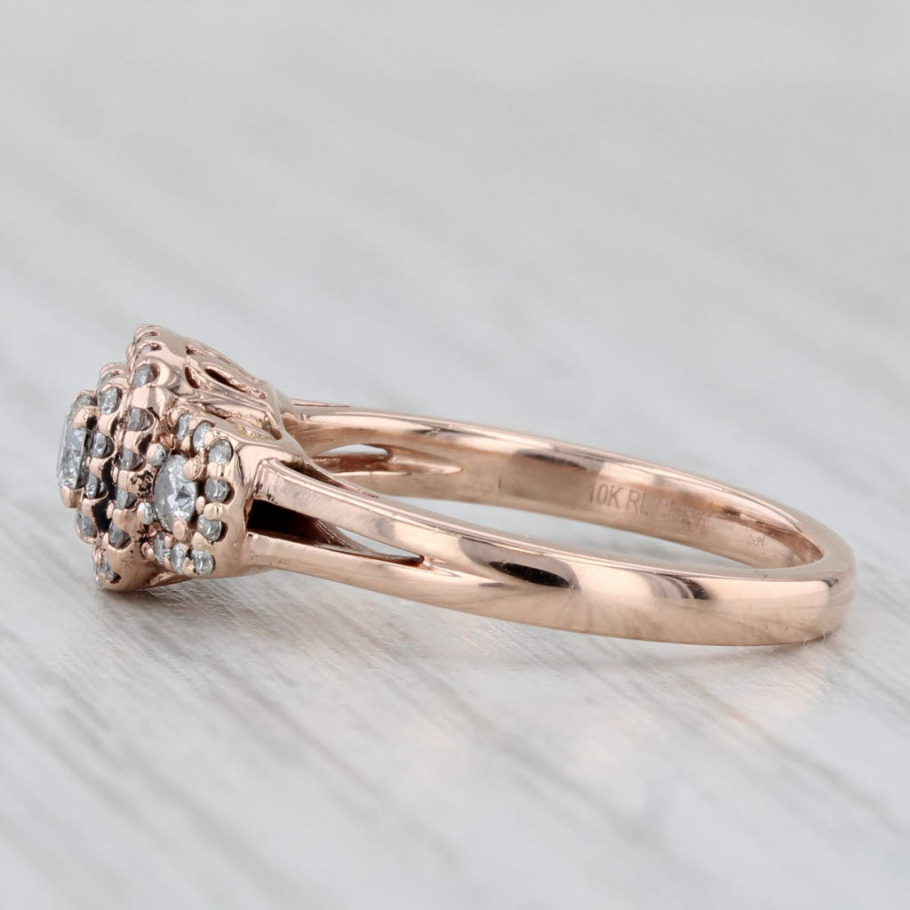 Light Gray 0.50ctw Diamond Halo Engagement Ring 10k Rose Gold Size 7