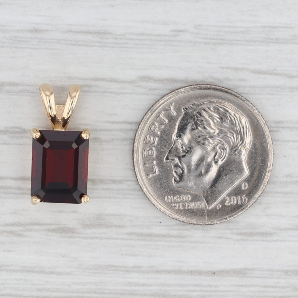 2.75ct Garnet Emerald Cut Solitaire Pendant 10k Yellow Gold