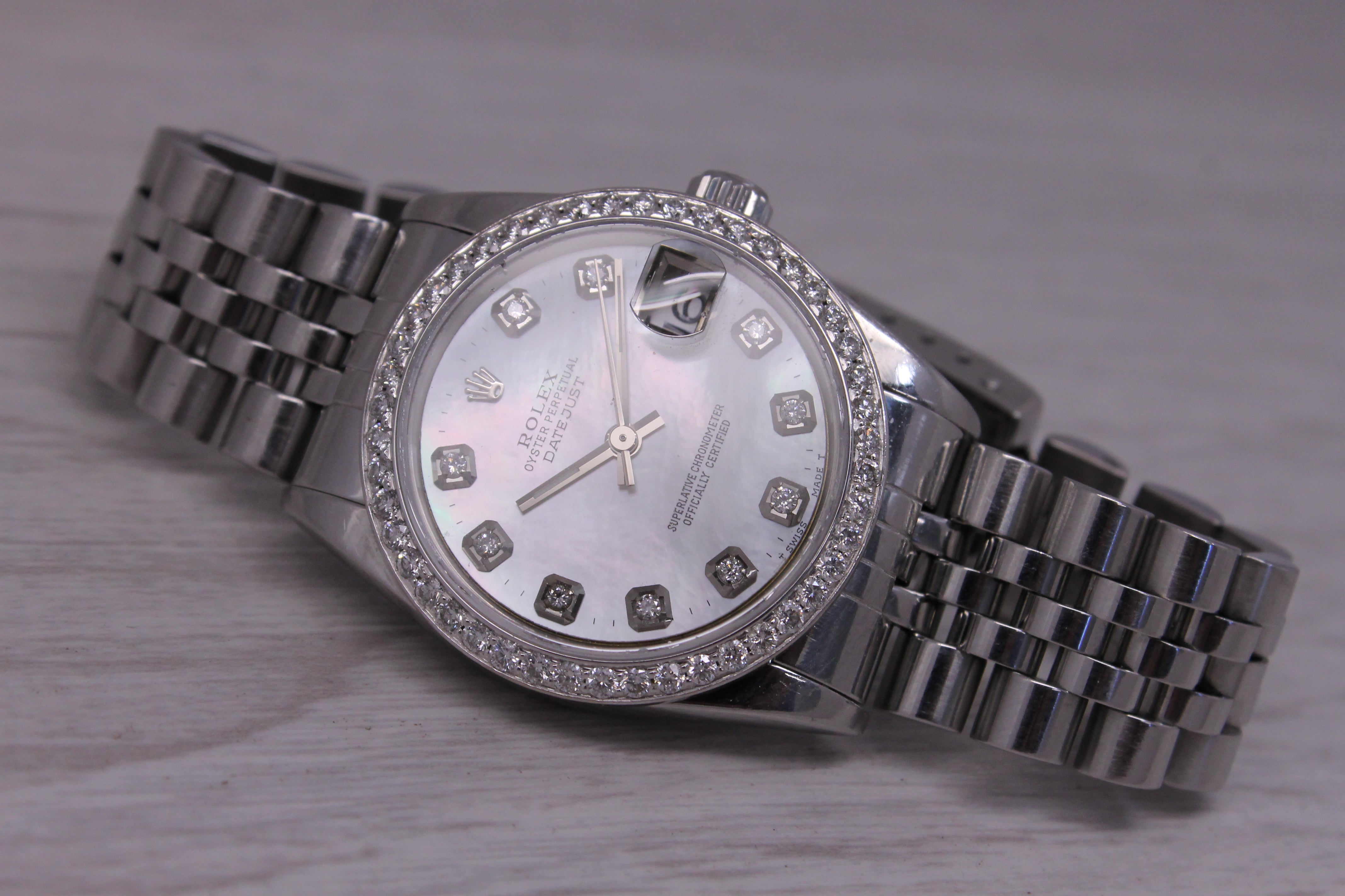 2002 Rolex Datejust 31mm Steel & Gold Ladies Watch ref.78240 Diamond Bezel