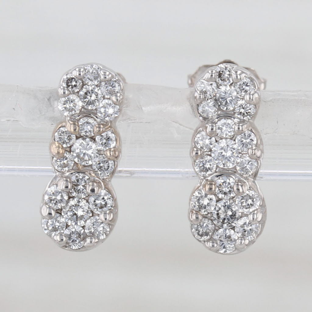 0.50ctw Diamond Graduated Flower Journey Stud Earrings 14k White Gold Studs