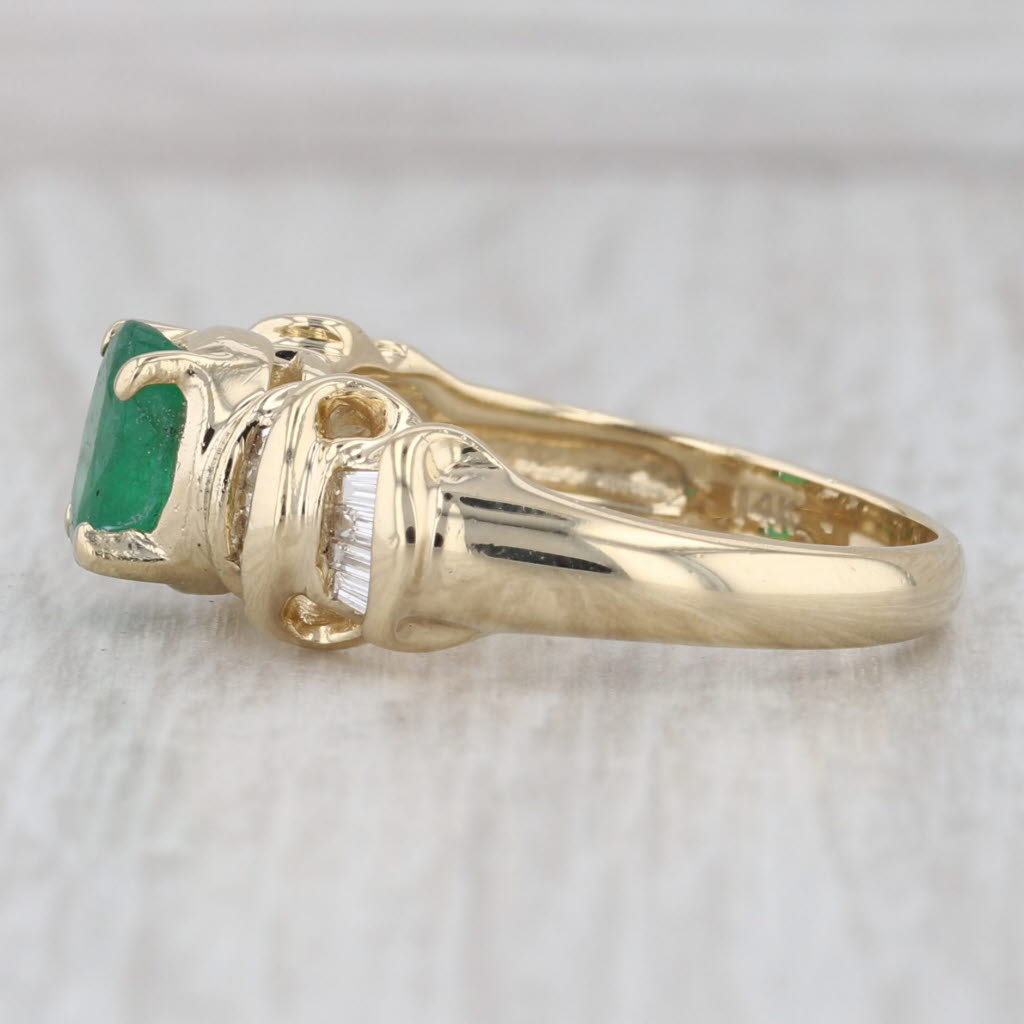 0.96ctw Emerald Diamond Ring 14k Yellow Gold Size 6.75