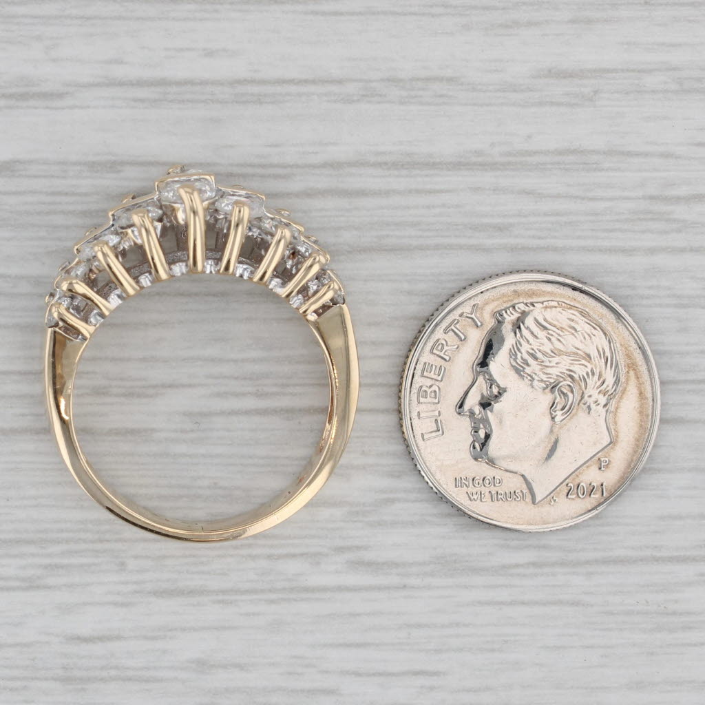 Gray 2ctw Diamond Tiered Ring 14k Yellow Gold Size 7.25 Wedding Anniversary