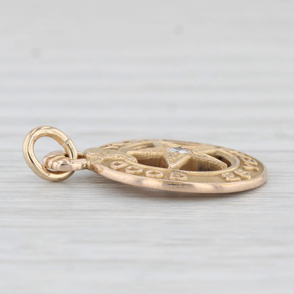 Light Gray Good Year 25 Year Service Pendant 10k Gold Diamond Star Charm