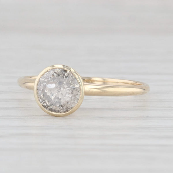 1.17ctw Round Solitaire Salt & Pepper Diamond Ring 14k Yellow Gold Size 7.75
