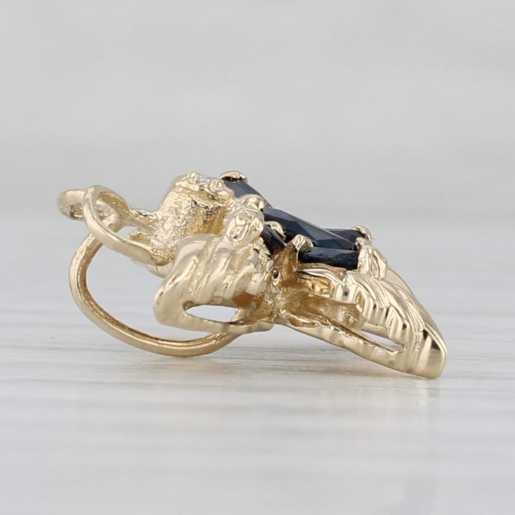 Light Gray 0.45ctw Blue Sapphire Butterfly Pendant 14k Yellow Gold Diamond Accents