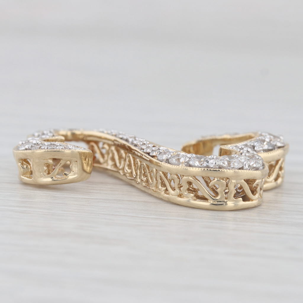 Light Gray 0.90ctw Diamond Open Hearts Pendant 14k Yellow Gold Statement Jane Seymour