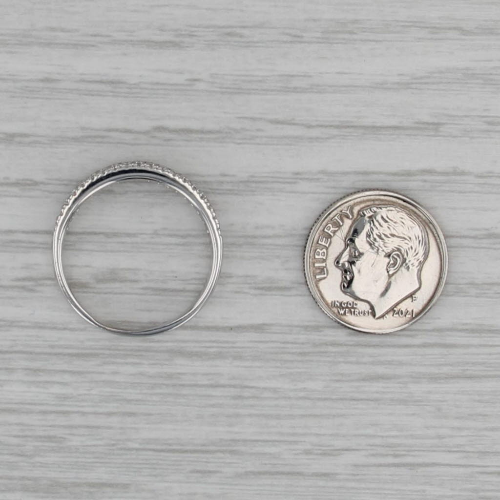 0.33ctw Pave Diamond Wedding Band 14k White Gold Sz 8 Stackable Annivesary Ring