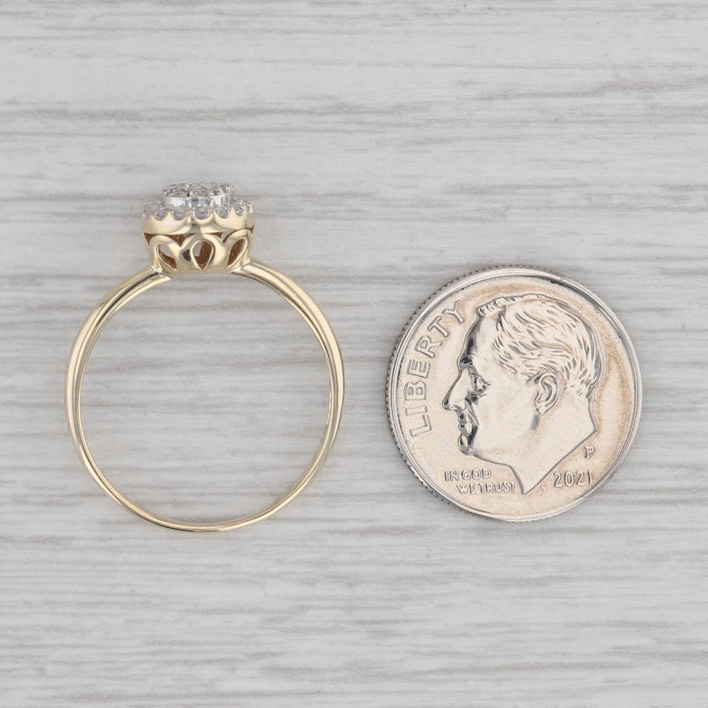 Gray 0.15ctw Diamond Cluster Halo Engagement Ring 10k Yellow Gold Size 7