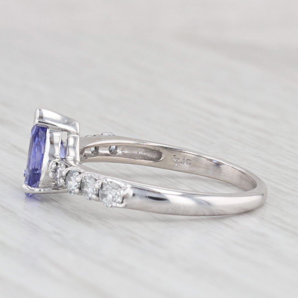 Light Gray 1.42ctw Pear Tanzanite Diamond Ring 14k White Gold Size 7 Teardrop Engagement