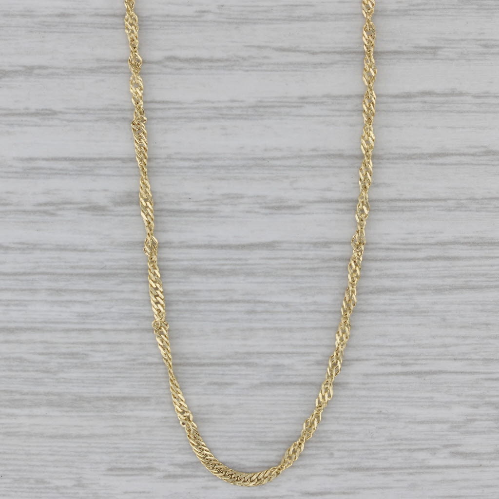 Gray Singapore Chain Necklace 14k Yellow Gold 18" 1.8mm