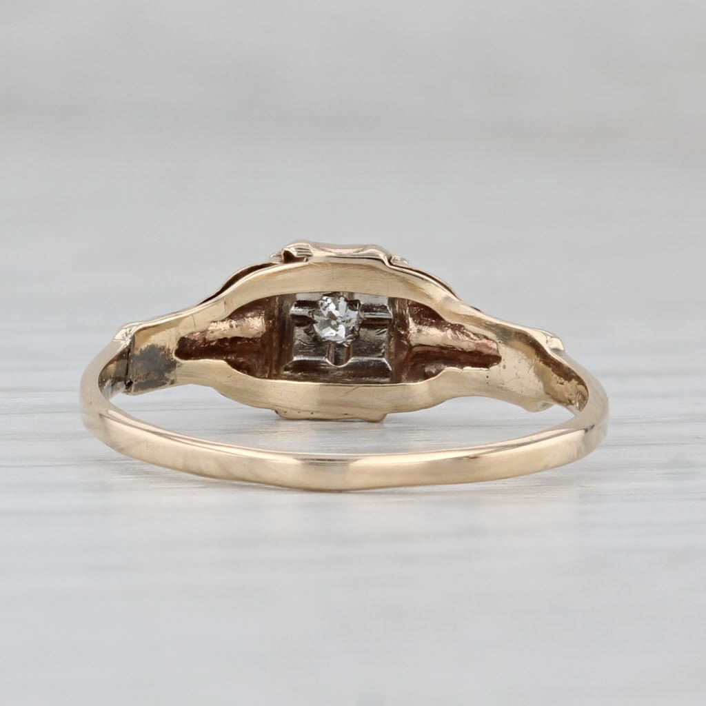 Gray Vintage Diamond Solitaire Ring 10k Yellow Gold Size 7