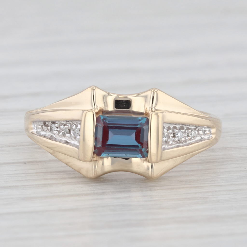 Light Gray 0.60ct Lab Created Alexandrite Diamond Ring 10k Yellow Gold Size 7