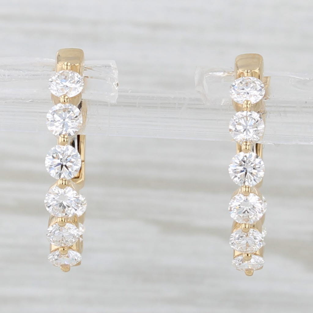 Light Gray New 1.52ctw Diamond Inside Out Hoop Earrings 18k Yellow Gold Hinged Snap Top