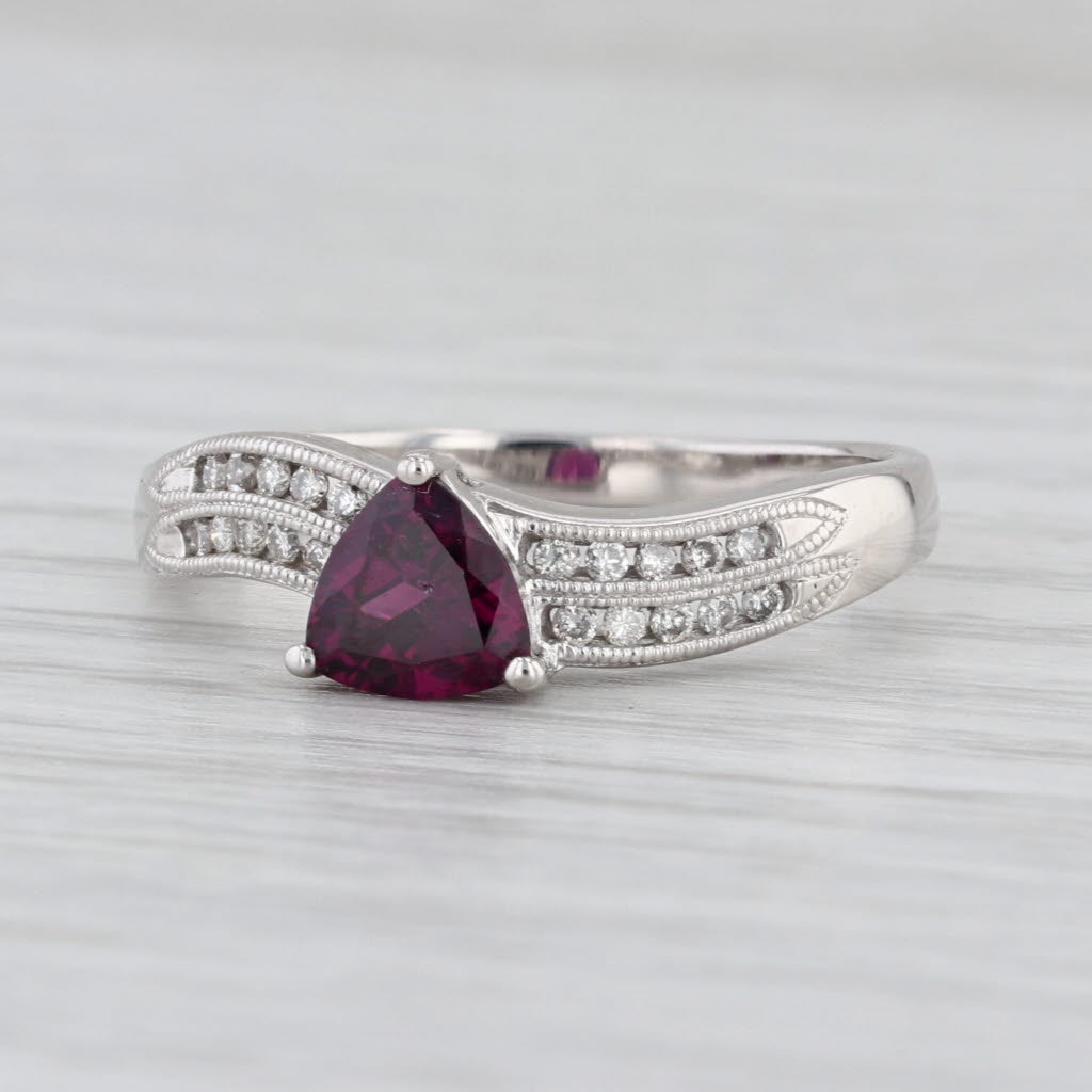 0.99ctw Grape Garnet Diamond Ring 14k White Gold Size 8.75