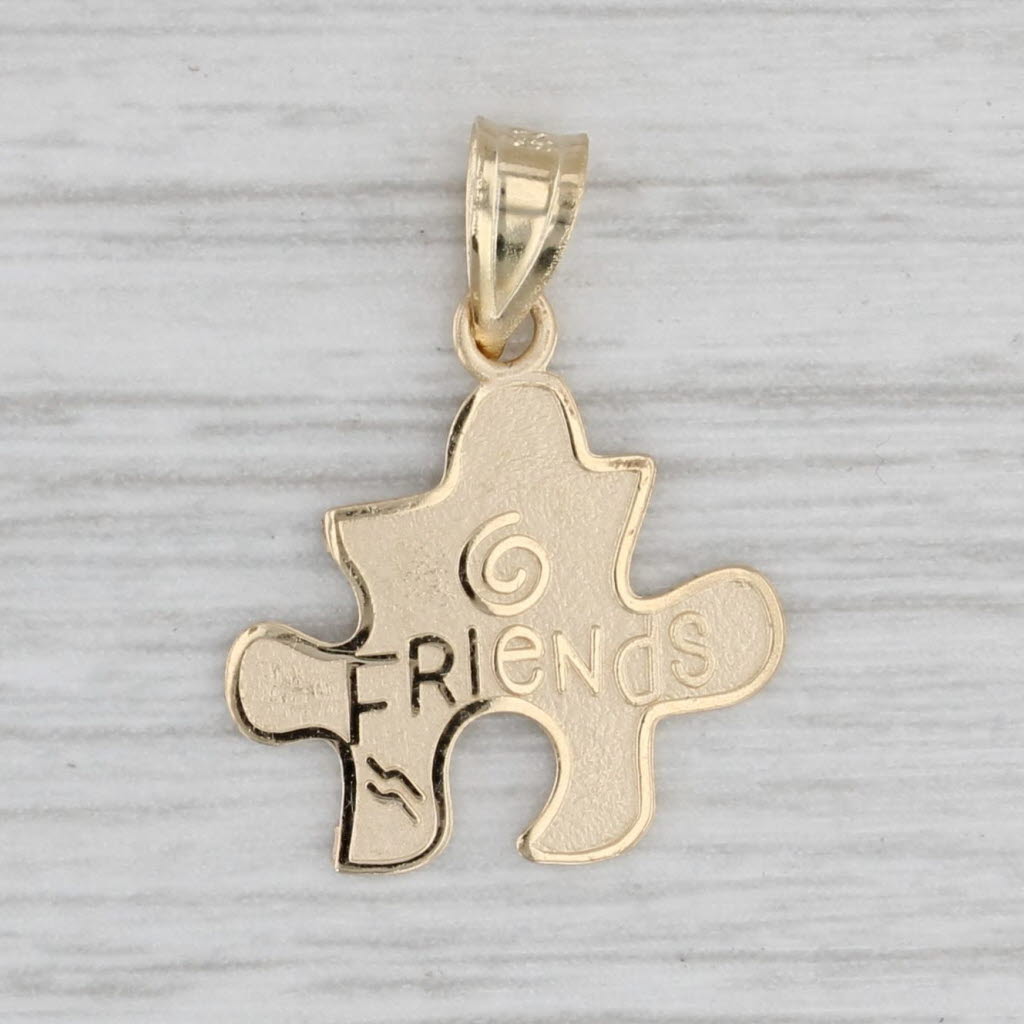 Gray Friends Puzzle Pierced Pendant 14k Yellow Gold Half of Best Friends Gift