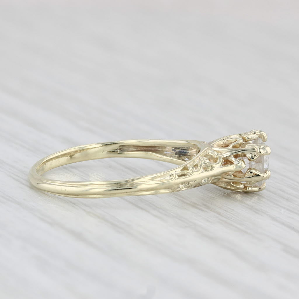 Light Gray 0.52ct Round Diamond Solitaire Engagement Ring 14k Gold Ornate Openwork Sz 6.75