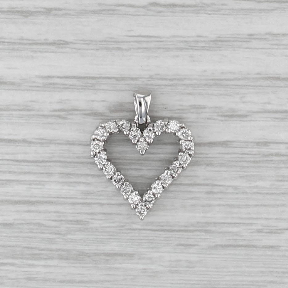 0.73ctw Diamond Open Heart Pendant 10k White Gold