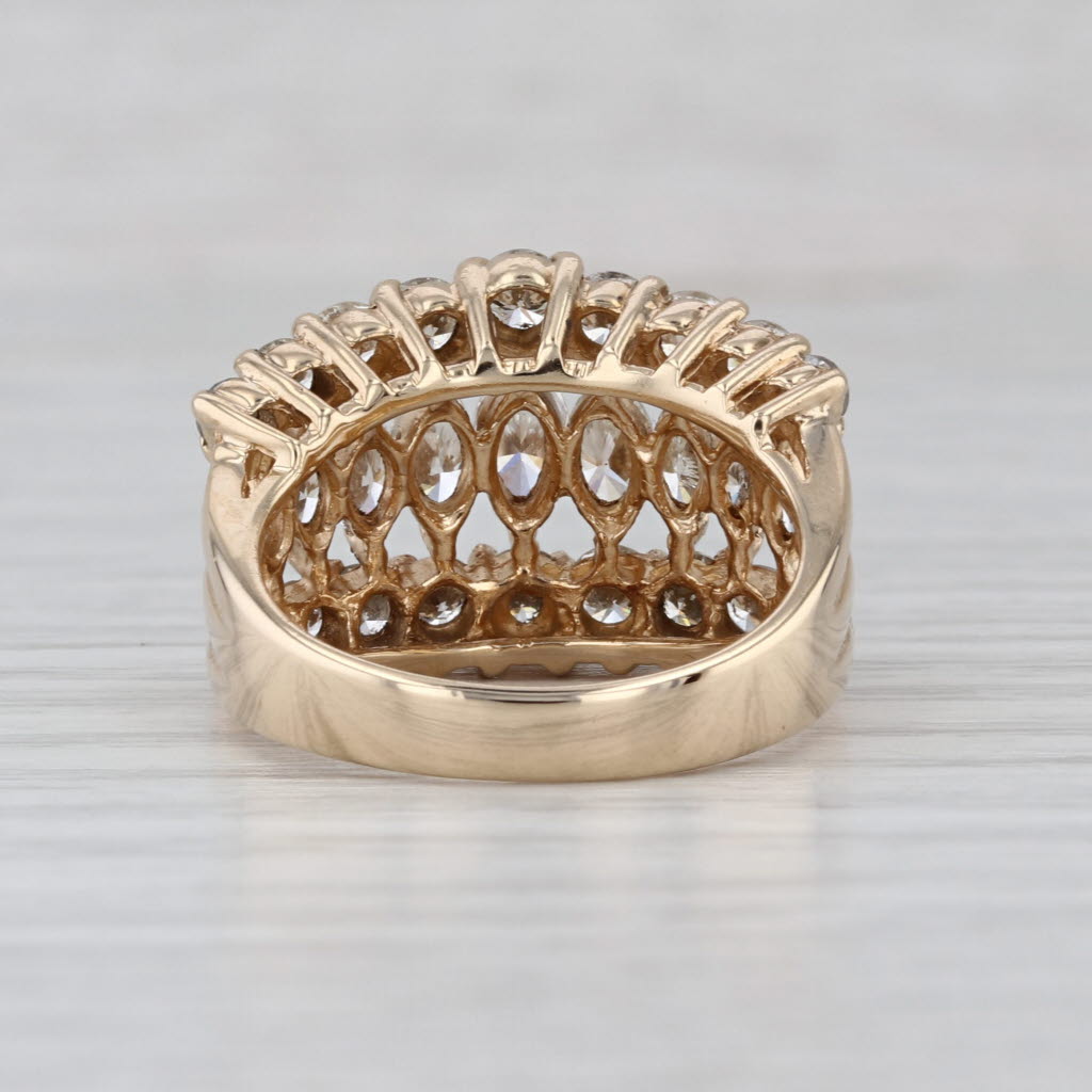 2.75ctw Diamond Cocktail Ring 14k Yellow Gold Size 7.25 Tiered Rooftop Marquise