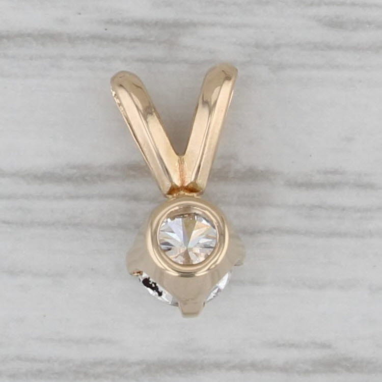 Gray Small 0.22ct Round Diamond Solitaire Pendant 14k Yellow Gold