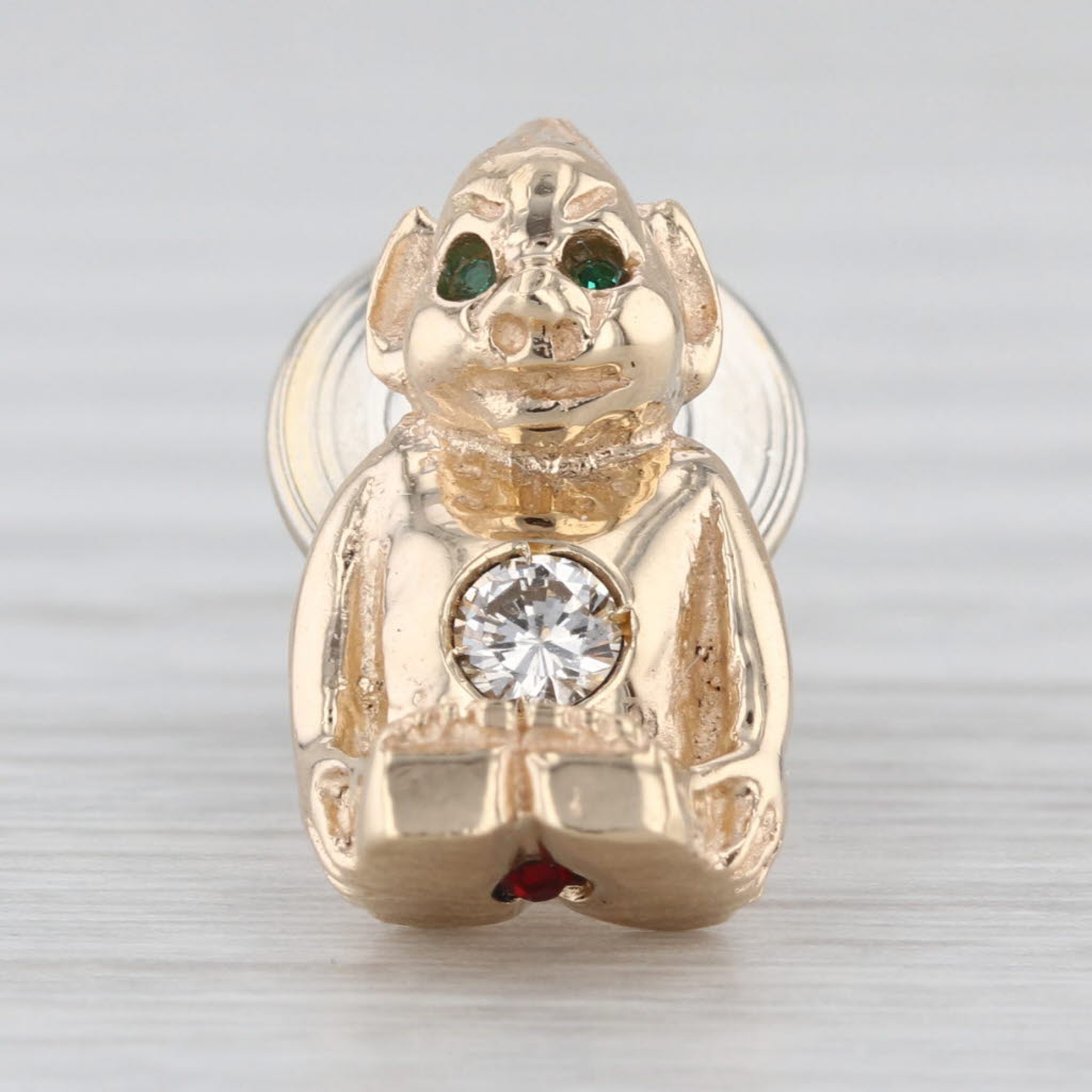 Vintage Shriners Bilikin Royal Order Jesters Pin 14k Gold Diamond Masonic